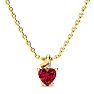1/2ct Created Ruby and Diamond Heart Necklace in 10k Yellow Gold Image-1