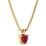 1/2ct Created Ruby and Diamond Heart Necklace in 10k Yellow Gold Image-2
