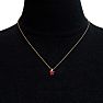 1/2ct Created Ruby and Diamond Heart Necklace in 10k Yellow Gold Image-5