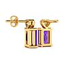 1ct Octagon Shape Amethyst and Diamond Earrings in 10k Yellow Gold Image-2