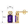 1ct Octagon Shape Amethyst and Diamond Earrings in 10k Yellow Gold Image-3