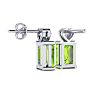 1ct Octagon Shape Peridot and Diamond Earrings in 10k White Gold Image-2
