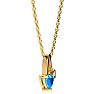 1/2ct Heart Shaped Blue Topaz and Diamond Necklace in 10k Yellow Gold Image-3