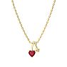 1/2ct Heart Shaped Created Ruby and Diamond Necklace in 10k Yellow Gold Image-2