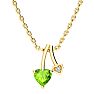 1/2ct Heart Shaped Peridot and Diamond Necklace in 10k Yellow Gold Image-1