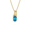 1/2ct Oval Shape Blue Topaz and Diamond Necklace in 10k Yellow Gold Image-1