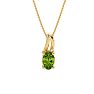 1/2ct Oval Shape Peridot and Diamond Necklace in 10k Yellow Gold Image-1