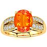 1-1/3 Carat Fire Opal Ring and Diamonds In 14 Karat Yellow Gold Image-1