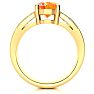 1-1/3 Carat Fire Opal Ring and Diamonds In 14 Karat Yellow Gold Image-3