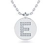 Letter E Diamond Initial Necklace In 14K White Gold With 14 Diamonds Image-1