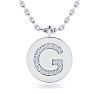 Letter G Diamond Initial Necklace In 14K White Gold With 16 Diamonds Image-1