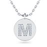 Letter M Diamond Initial Necklace In 14K White Gold With 17 Diamonds Image-1