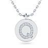 Letter Q Diamond Initial Necklace In 14K White Gold With 18 Diamonds Image-1
