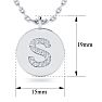 Letter S Diamond Initial Necklace In 14K White Gold With 14 Diamonds Image-2