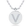 Letter V Diamond Initial Necklace In 14K White Gold With 11 Diamonds Image-1