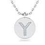 Letter Y Diamond Initial Necklace In 14K White Gold With 9 Diamonds Image-1