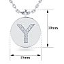 Letter Y Diamond Initial Necklace In 14K White Gold With 9 Diamonds Image-2