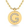 Letter G Diamond Initial Necklace In 14K Yellow Gold With 16 Diamonds Image-1