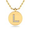 Letter L Diamond Initial Necklace In 14K Yellow Gold With 8 Diamonds Image-1