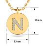 Letter N Diamond Initial Necklace In 14K Yellow Gold With 14 Diamonds Image-2