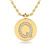Letter Q Diamond Initial Necklace In 14K Yellow Gold With 18 Diamonds Image-1