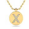 Letter X Diamond Initial Necklace In 14K Yellow Gold With 13 Diamonds Image-1