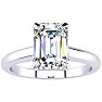 1 1/2 Carat Emerald Cut Diamond Solitaire Ring In 14K White Gold Image-1