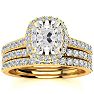 3 Carat Cushion Cut Halo Diamond Bridal Set in 14 Karat Yellow Gold Image-1