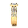 3 Carat Cushion Cut Halo Diamond Bridal Set in 14 Karat Yellow Gold Image-3