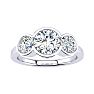 2 1/4 Carat Bezel Set Three Stone Diamond Ring In 14K White Gold Image-1