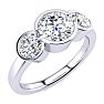 2 1/4 Carat Bezel Set Three Stone Diamond Ring In 14K White Gold Image-2