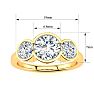 2 1/4 Carat Bezel Set Three Stone Diamond Ring In 14K Yellow Gold Image-5