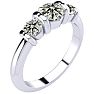 0.90 Carat Bar Set Three Stone Diamond Ring In 14K White Gold Image-2