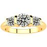 0.90 Carat Bar Set Three Stone Diamond Ring In 14K Yellow Gold Image-1