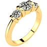 0.90 Carat Bar Set Three Stone Diamond Ring In 14K Yellow Gold Image-2