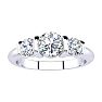 0.90 Carat Bar Set Three Stone Diamond Ring In 14K White Gold Image-1