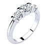 0.90 Carat Bar Set Three Stone Diamond Ring In 14K White Gold Image-2