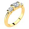 0.90 Carat Bar Set Three Stone Diamond Ring In 14K Yellow Gold Image-2