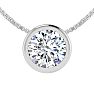 3/4 Carat Bezel Set Diamond Solitaire Necklace in 14K White Gold, 18 Inches Image-1