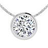 1 Carat Bezel Set Diamond Solitaire Necklace in 14K White Gold, 18 Inches Image-1