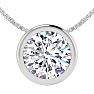1 1/2 Carat Bezel Set Diamond Solitaire Necklace in 14K White Gold, 18 Inches Image-1