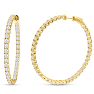14K Yellow Gold 8 Carat Diamond Inside Out Hoop Earrings, 2 Inches Image-1