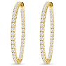 14K Yellow Gold 8 Carat Diamond Inside Out Hoop Earrings, 2 Inches Image-2