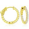 1 Carat Crystal Hoop Earrings In 14K Yellow Gold Over Sterling Silver, 3/4 Inch Image-1
