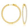 2 Carat Crystal Hoop Earrings In 14K Yellow Gold Over Sterling Silver, 1 1/2 Inches Image-1