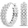 1/2 Carat Double Row Diamond Hoop Earrings, 3/4 Inch, Beautiful, Classic, Shiny! Image-1