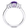 1 1/2 Carat Oval Shape Amethyst and Diamond Ring In 14K White Gold Image-3