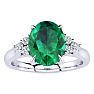 2 Carat Oval Shape Emerald and Diamond Ring In 14K White Gold Image-1