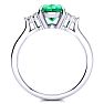 2 Carat Oval Shape Emerald and Diamond Ring In 14K White Gold Image-3