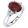 Garnet Ring: Garnet Jewelry: 2 Carat Oval Shape Garnet and Diamond Ring In 14K White Gold Image-2